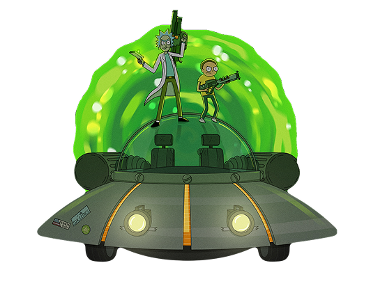 Rick and Morty portal with characters